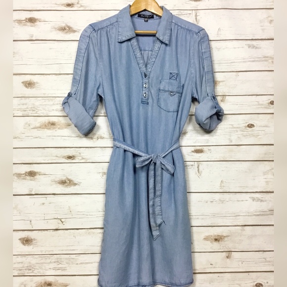 Velvet Heart Dresses & Skirts - Velvet Heart Blue Chambray Denim-Like Shirt Dress